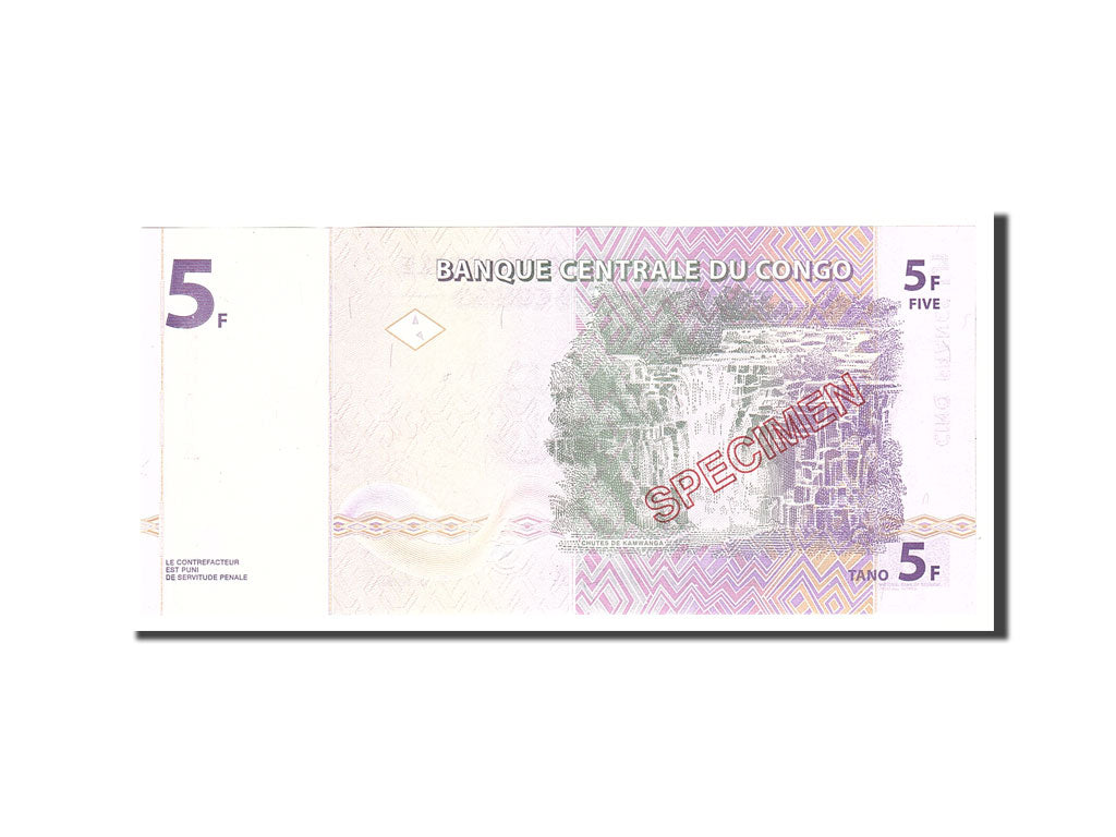 Congo Democratic Republic, 5 Francs, 1997, KM:86s, 1997-11-01, UNC(65-70)
