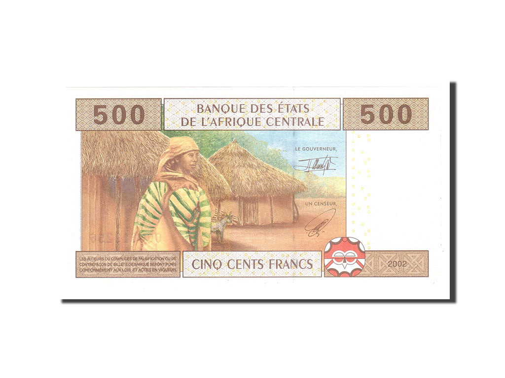 Banknote, Central African States, 500 Francs, 2002, Undated, KM:206U, UNC(65-70)