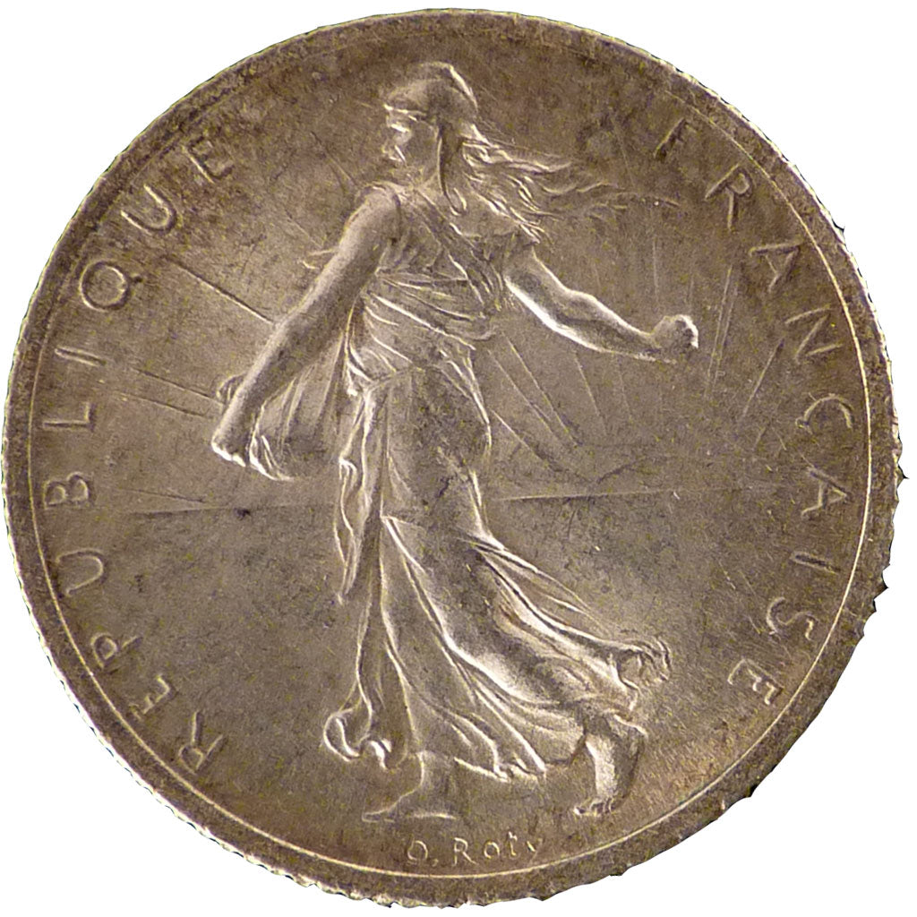 FRANCE, Semeuse, Franc, 1916, Paris, KM #844.1, MS(60-62), Silver, 23, Gadoury..