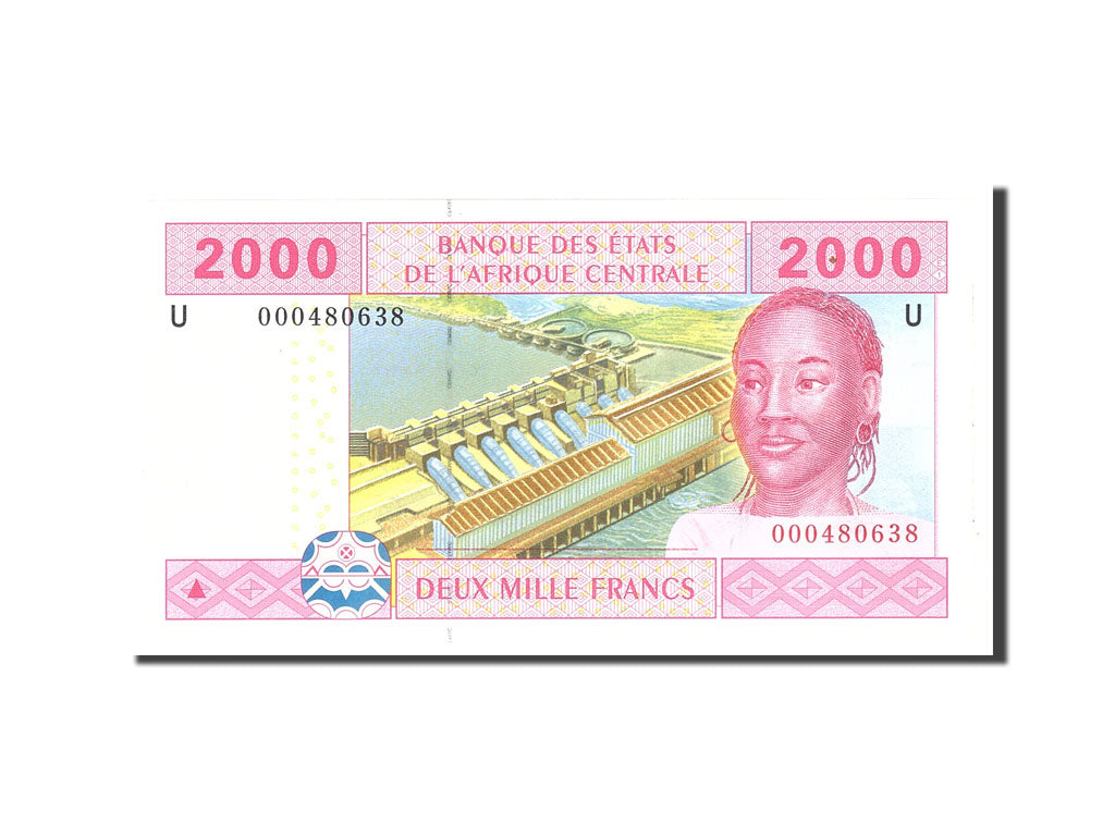 Banknot, Państwa Afryki Środkowej, 2000 Francs, 2002, Undated, KM:208U