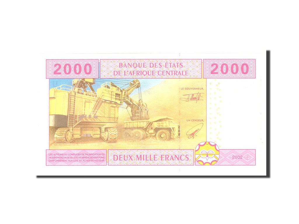 Banknot, Państwa Afryki Środkowej, 2000 Francs, 2002, Undated, KM:208U