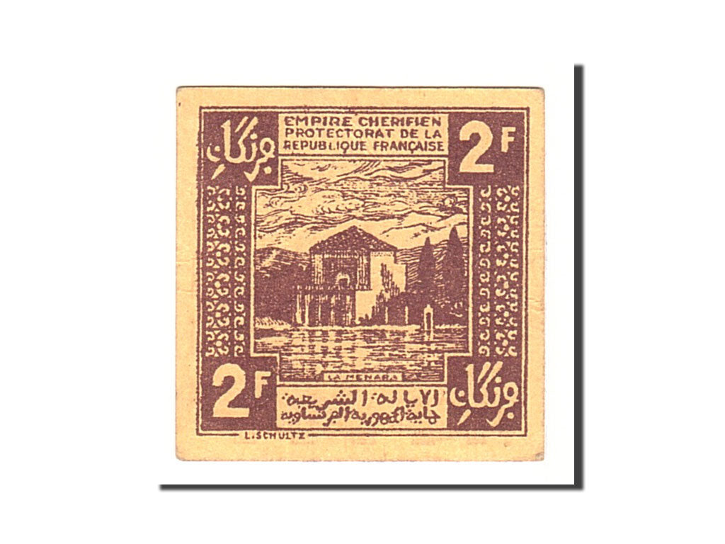 Marocco, 2 Francs, 1944, KM:43, 1944-04-06, BB+