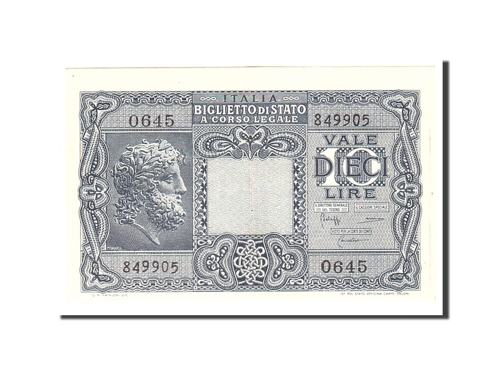 Italy, 10 Lire, 1944, KM:32c, 1944-11-23, UNC(63)