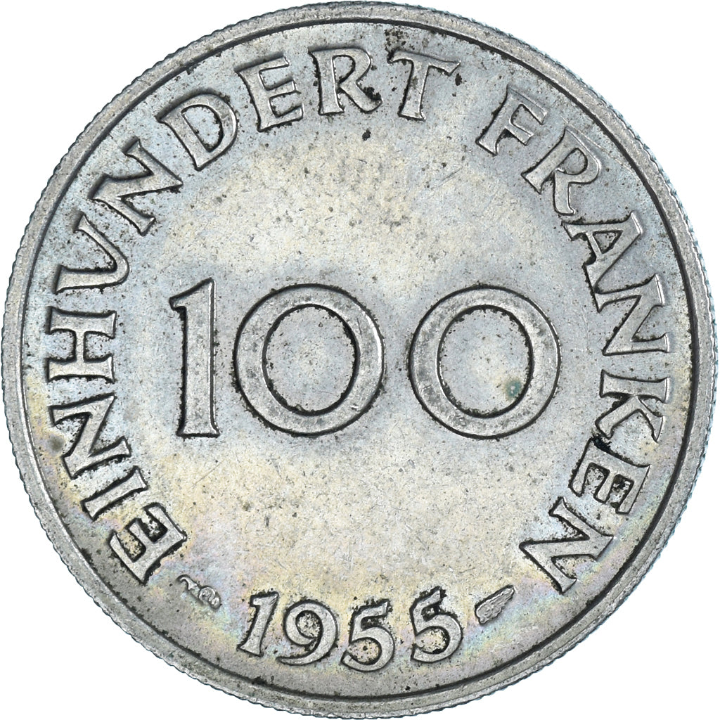 Coin, SAARLAND, 100 Franken, 1955