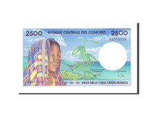 Banknot, Komory, 2500 Francs, 1997, Undated, KM:13, UNC(65-70)