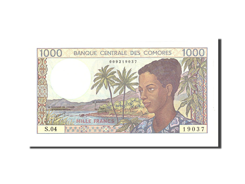 Comoros, 1000 Francs, 1984, KM:11b, Undated, UNC(65-70)