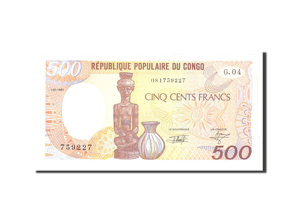 Banknote, Congo Republic, 500 Francs, 1991, 1991-01-01, KM:8d, UNC(65-70)
