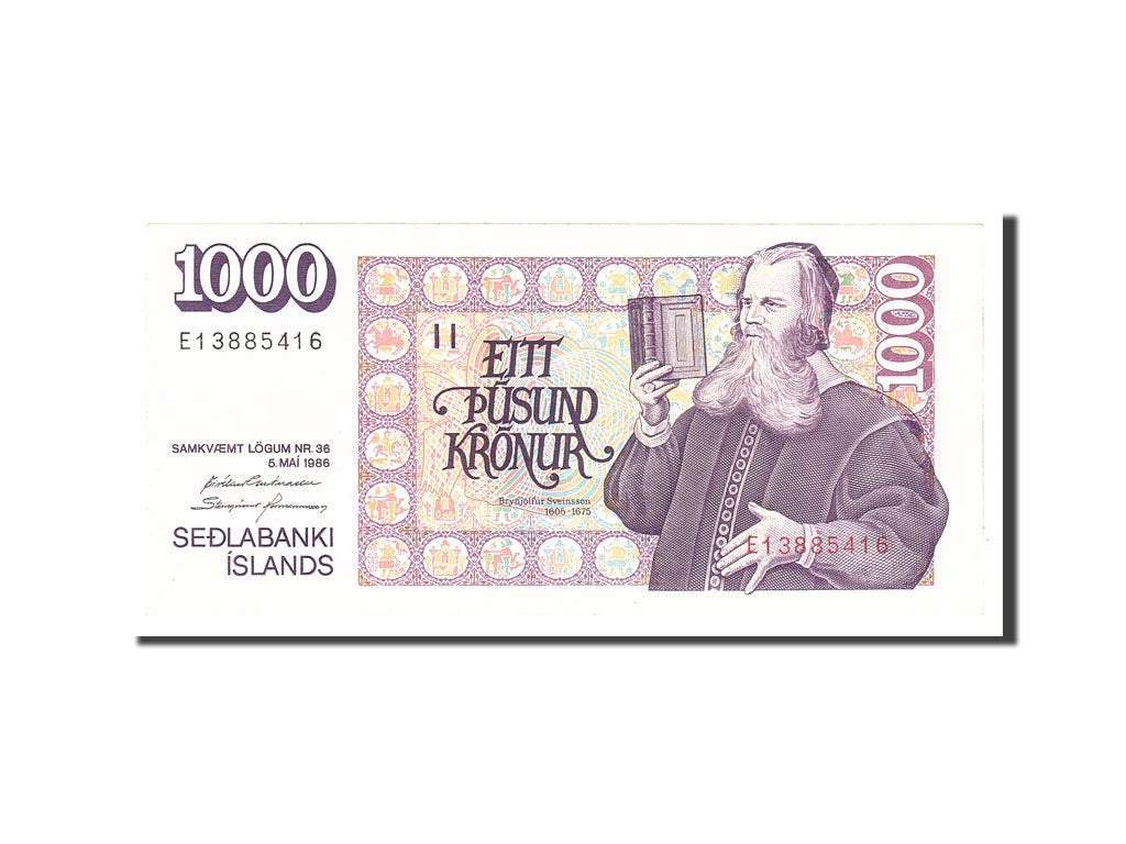 Islanda, 1000 Kronur, 1986, KM:56a, Undated, BB