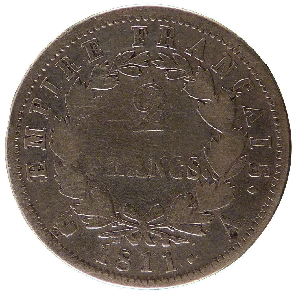 Francia, Napoléon I, 2 Francs, 1811, Paris, MB, Argento, Gadoury:501