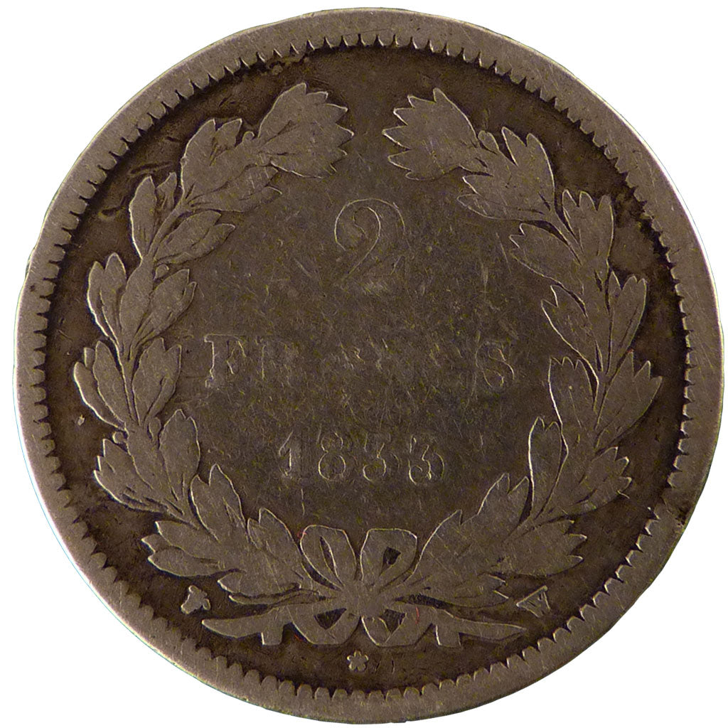 FRANCE, Louis-Philippe, 2 Francs, 1833, Lille, KM #743.13, VG(8-10), Silver,...