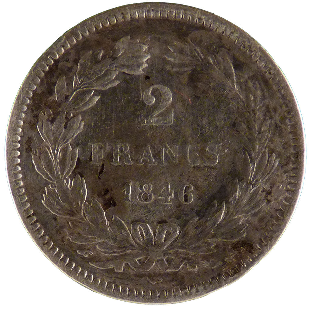 Francia, Louis-Philippe, 2 Francs, 1846, Paris, MB, Argento, Gadoury:520