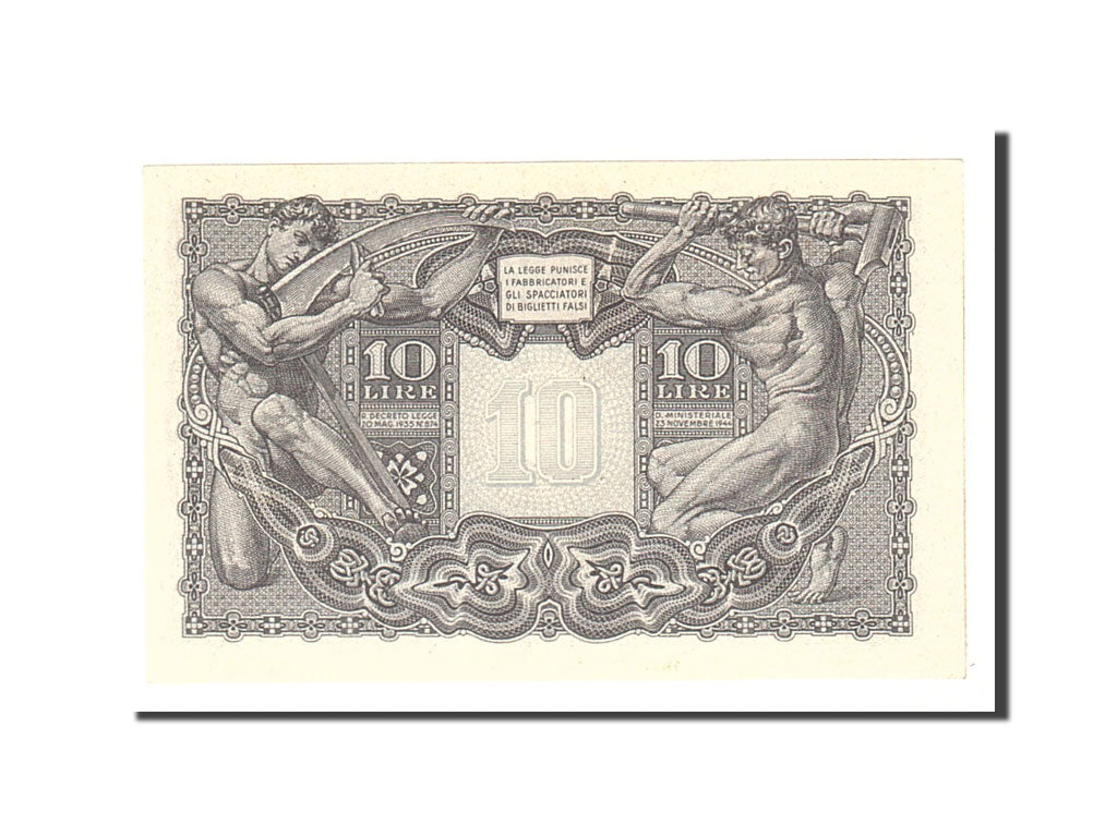 Italy, 10 Lire, 1944, KM:32b, 1944-11-23, UNC(65-70)