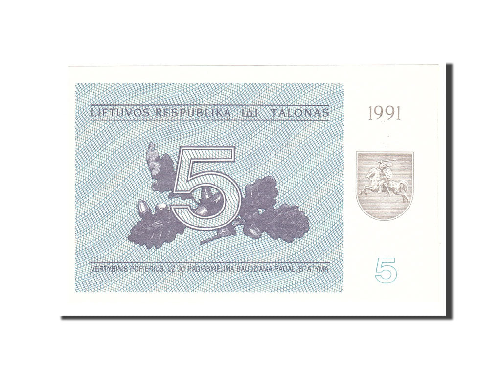 Lithuania, 5 (Talonas), 1991, Undated, KM:34b, UNC(65-70)