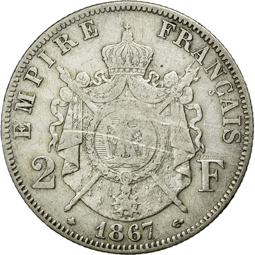 Munten, Frankrijk, Napoleon III, Napoléon III, 2 Francs, 1867, Paris, FR+