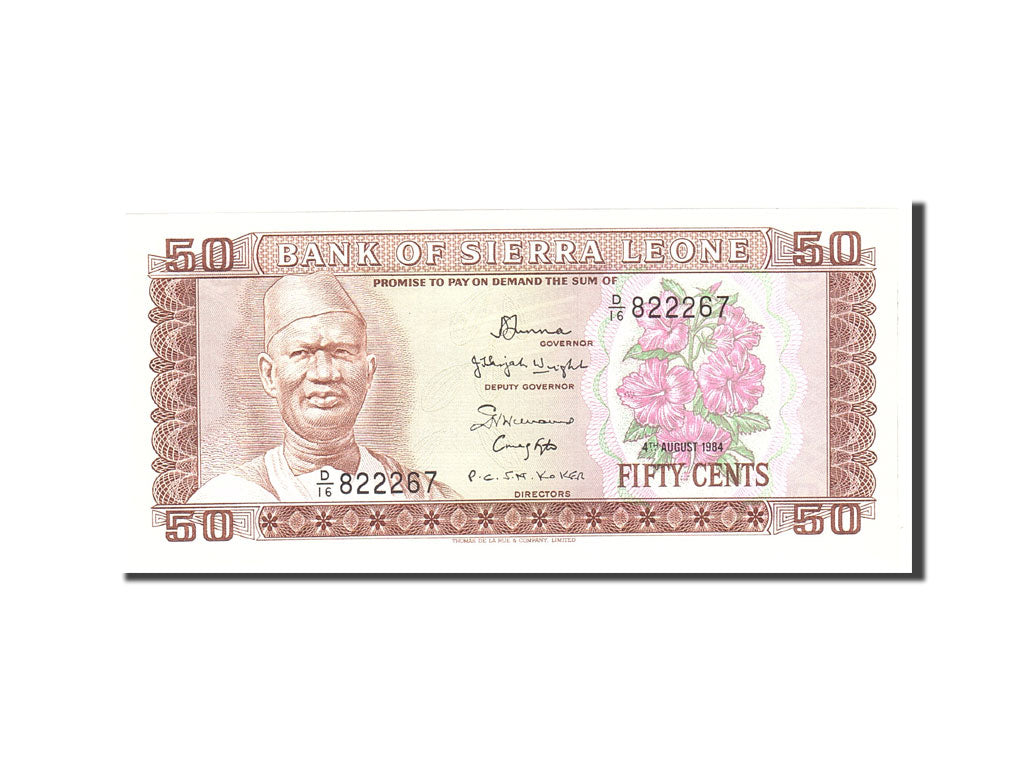 Banknote, Sierra Leone, 50 Cents, 1984, 1984-08-04, KM:4e, UNC(65-70)