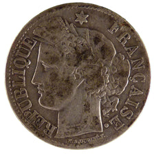 FRANCE, Cérès, 2 Francs, 1870, Paris, KM #816.1, VF(20-25), Silver, Gadoury #530