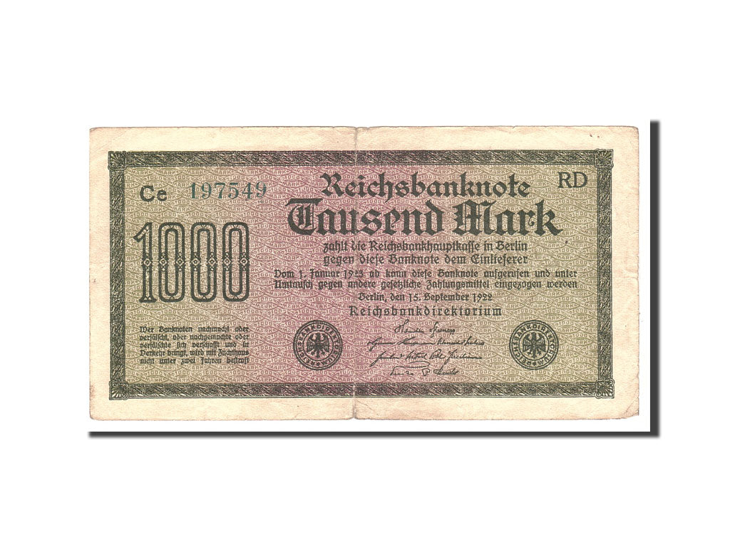Banknote, Germany, 1000 Mark, 1922, 1922-09-15, KM:76a, VF(20-25)
