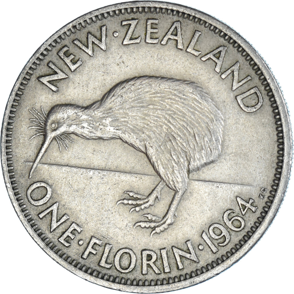Coin, New Zealand, Florin, 1964