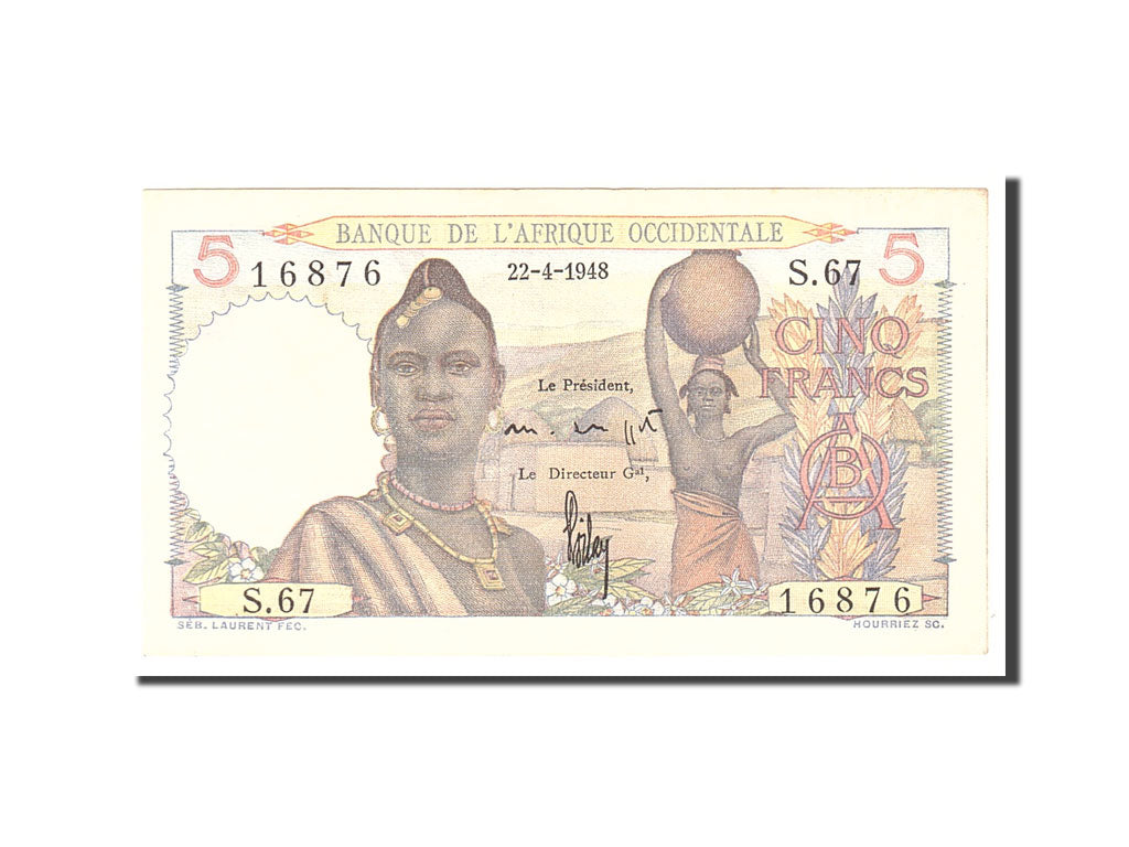 French West Africa, 5 Francs, 1948, KM:36, 1948-04-22, UNC(63)