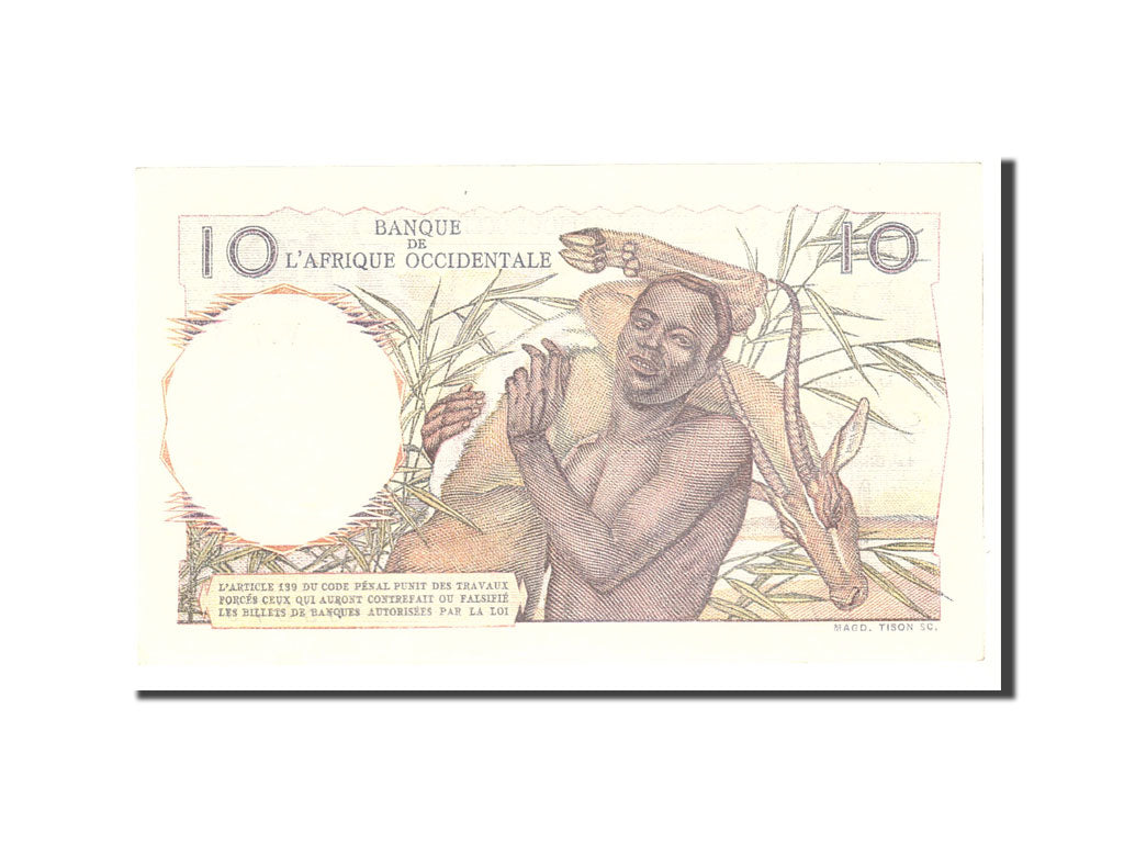 French West Africa, 10 Francs, 1946, KM:37, 1946-01-18, UNC(65-70)