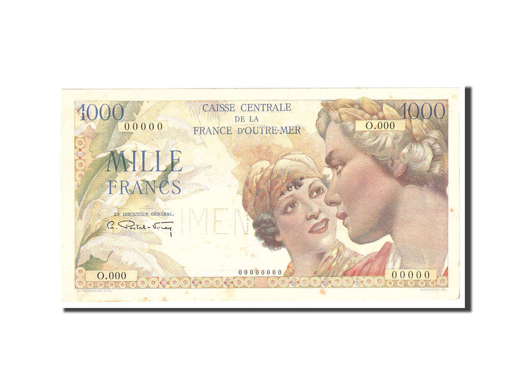Réunion, 1000 Francs, 1947, KM:47s, Undated, AU(55-58)