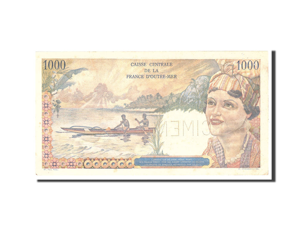 Réunion, 1000 Francs, 1947, KM:47s, Undated, AU(55-58)
