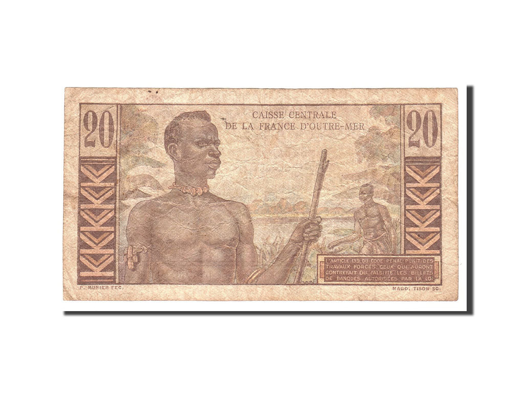 Banknote, French Equatorial Africa, 20 Francs, 1947, Undated, KM:22, VF(30-35)