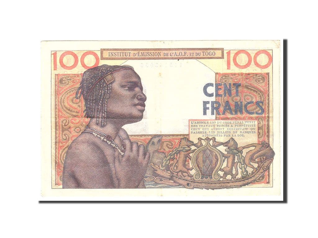 French West Africa, 100 Francs, 1957, KM:46, Undated, EF(40-45)