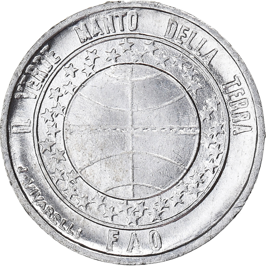 Moneda, San Marino, Lira, 1977, FAO, EBC+, Aluminio, KM:63
