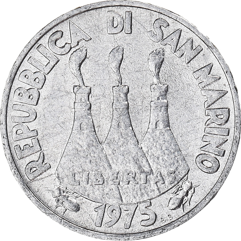 Moneda, San Marino, Lira, 1975, SC, Aluminio, KM:40
