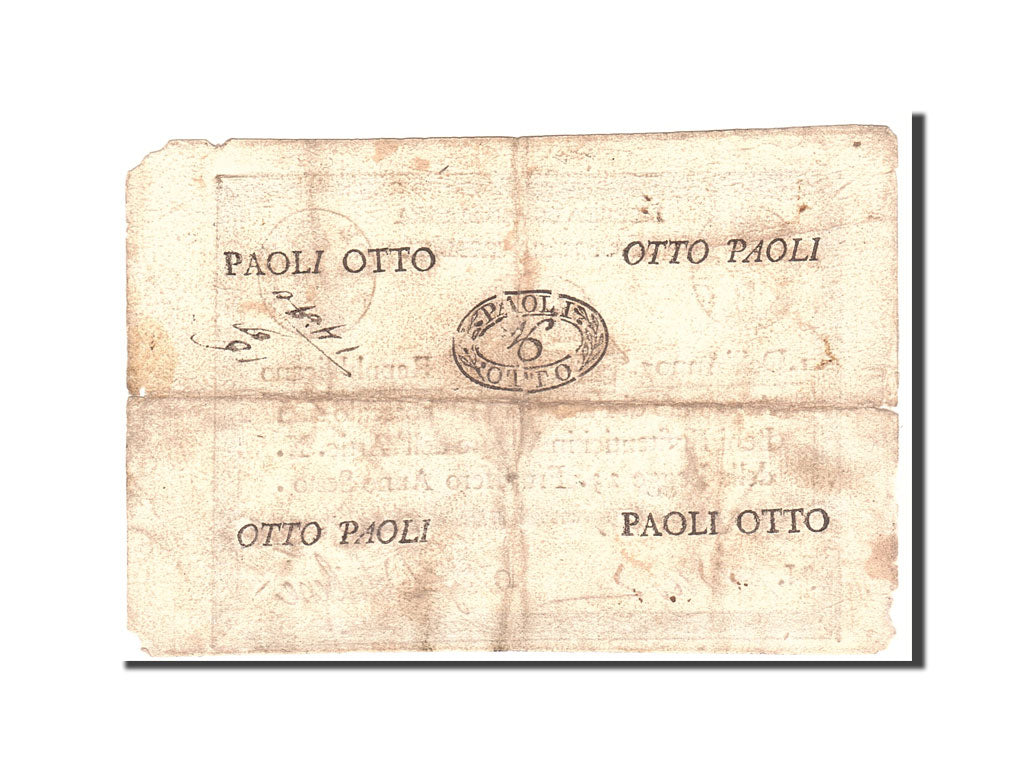 Banconote, STATI ITALIANI, 8 Paoli, 1798, KM:S538, Undated, B