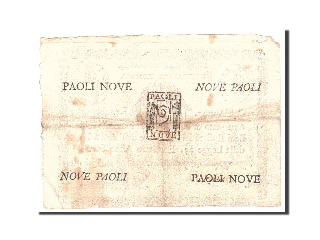 Billet, États italiens, 9 Paoli, 1798, Undated, KM:S539, TB