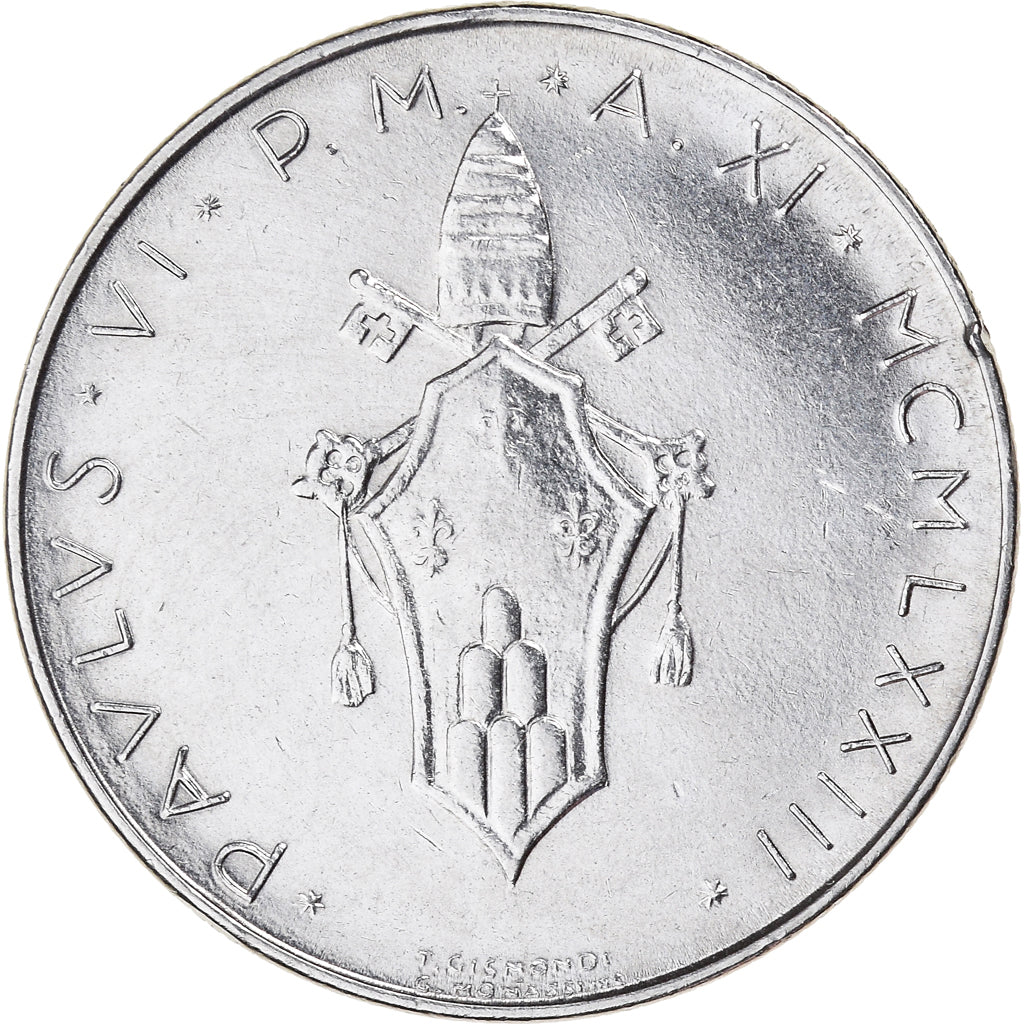 Moneta, PAŃSTWO WATYKAŃSKIE, Paul VI, 100 Lire, 1973, AU(50-53), Stal