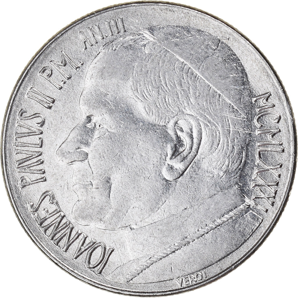Coin, VATICAN CITY, John Paul II, 100 Lire, 1981, EF(40-45), Stainless Steel