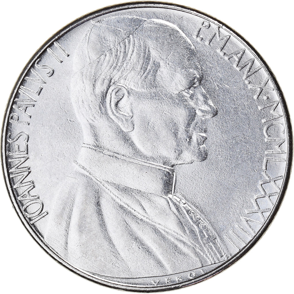 Coin, VATICAN CITY, John Paul II, 100 Lire, 1988, AU(55-58), Stainless Steel