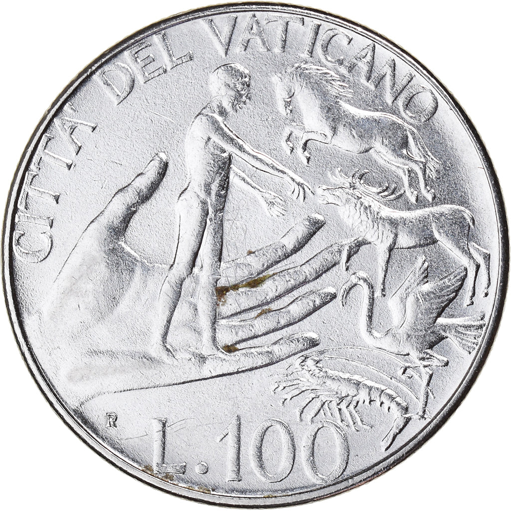 Coin, VATICAN CITY, John Paul II, 100 Lire, 1988, AU(55-58), Stainless Steel