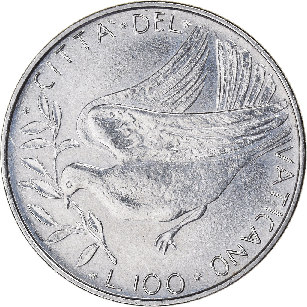 Moneta, PAŃSTWO WATYKAŃSKIE, Paul VI, 100 Lire, 1973, MS(63), Stal nierdzewna