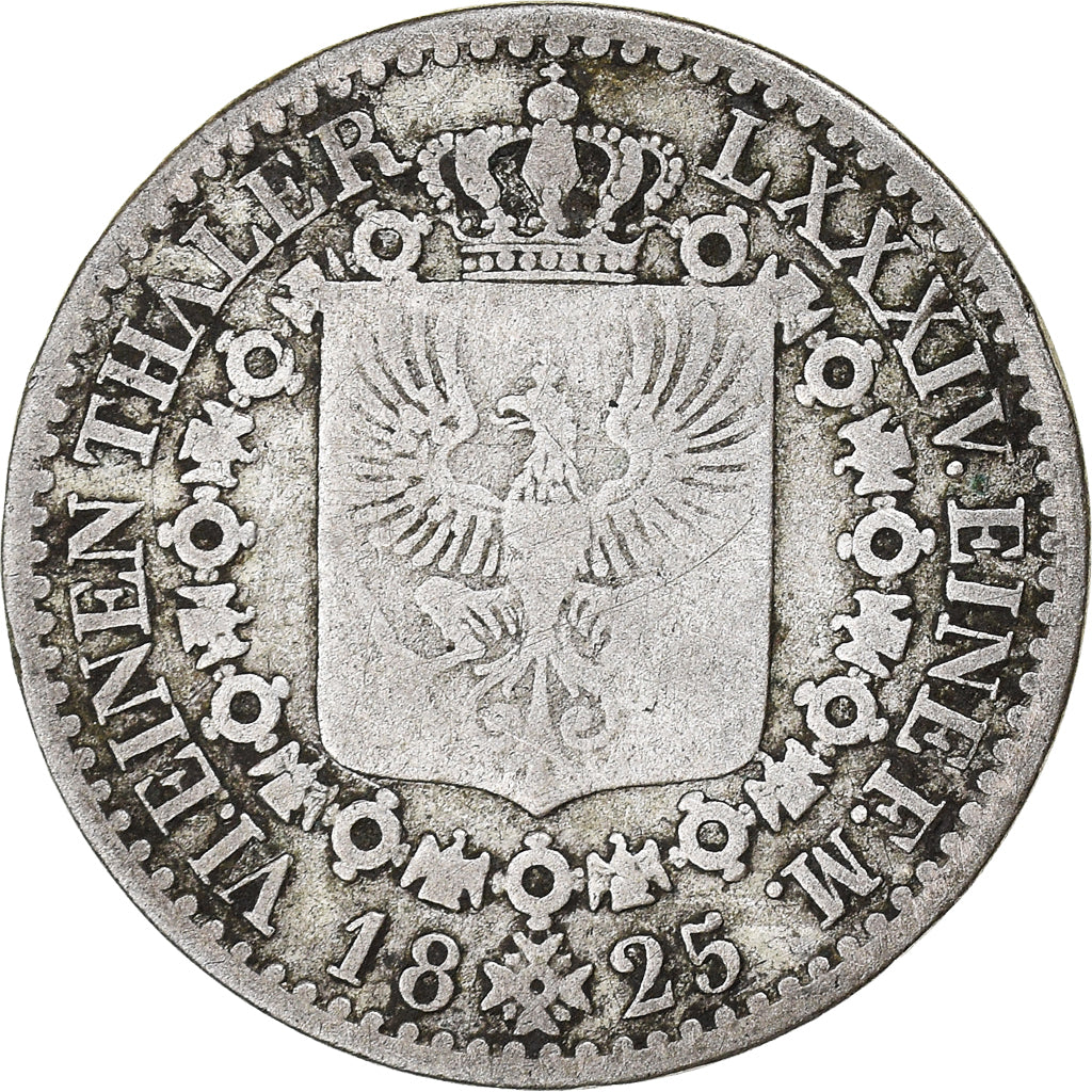 Coin, German States, PRUSSIA, Friedrich Wilhelm III, 1/6 Thaler, 1825, Berlin