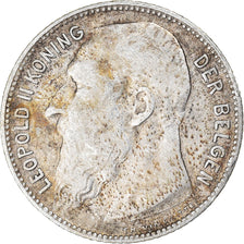 Moneda, Bélgica, Franc, 1909, 1 Frank, BC+, Plata, KM:57.1