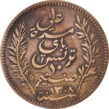Coin, Tunisia, Ali Bey, 10 Centimes, 1891, Paris, EF(40-45), Bronze, KM:222