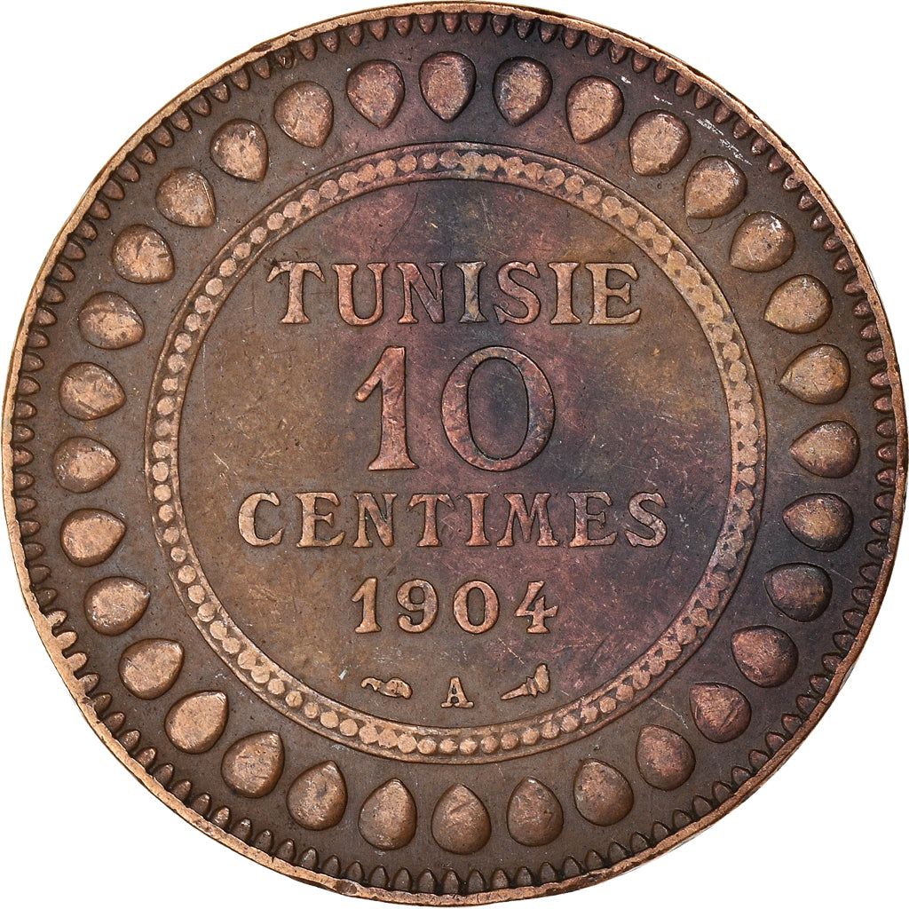 Coin, Tunisia, Muhammad al-Hadi Bey, 10 Centimes, 1904, Paris, EF(40-45)