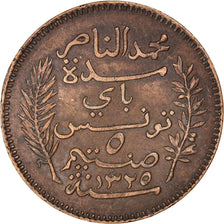 Münze, Tunesien, Muhammad al-Nasir Bey, 5 Centimes, 1907, Paris, SS, Bronze