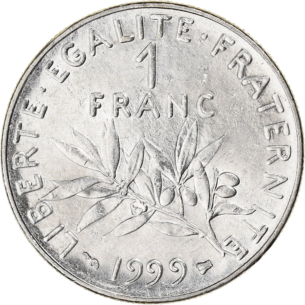 Moeda, França, Semeuse, Franc, 1999, Paris, AU(50-53), Níquel, KM:925.1