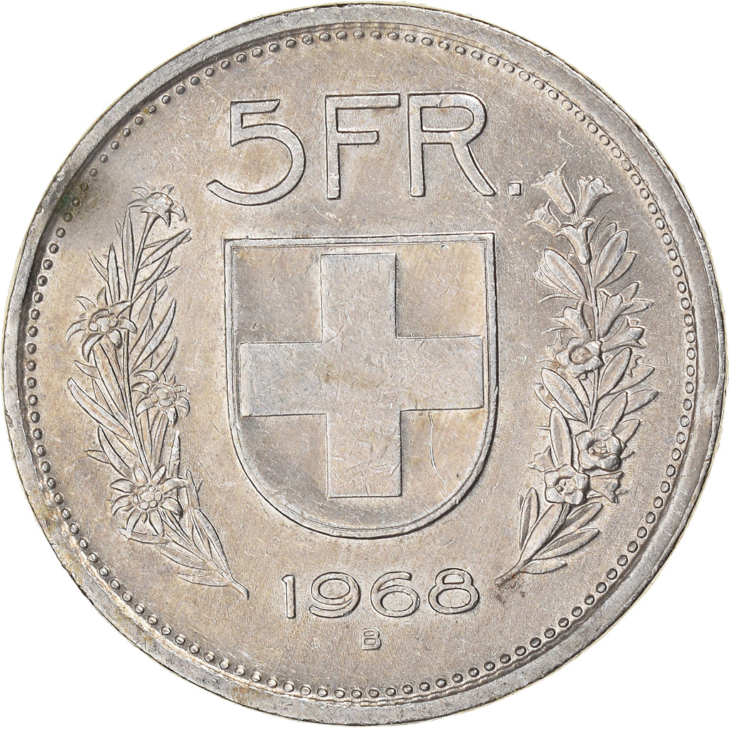 Münze, Schweiz, 5 Francs, 1968, Bern, S+, Kupfer-Nickel, KM:40a.1