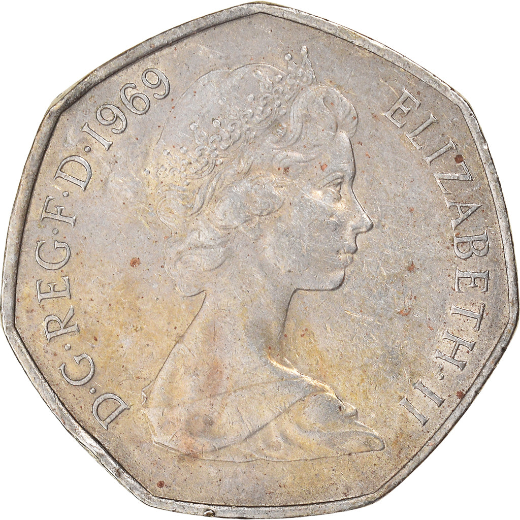Moneta, Gran Bretagna, Elizabeth II, 50 New Pence, 1969, MB+, Rame-nichel