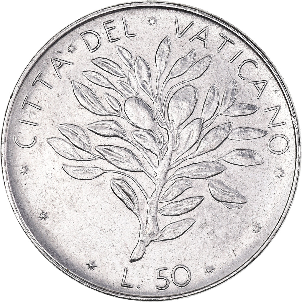 Coin, VATICAN CITY, Paul VI, 50 Lire, 1975, Roma, AU(50-53), Stainless Steel