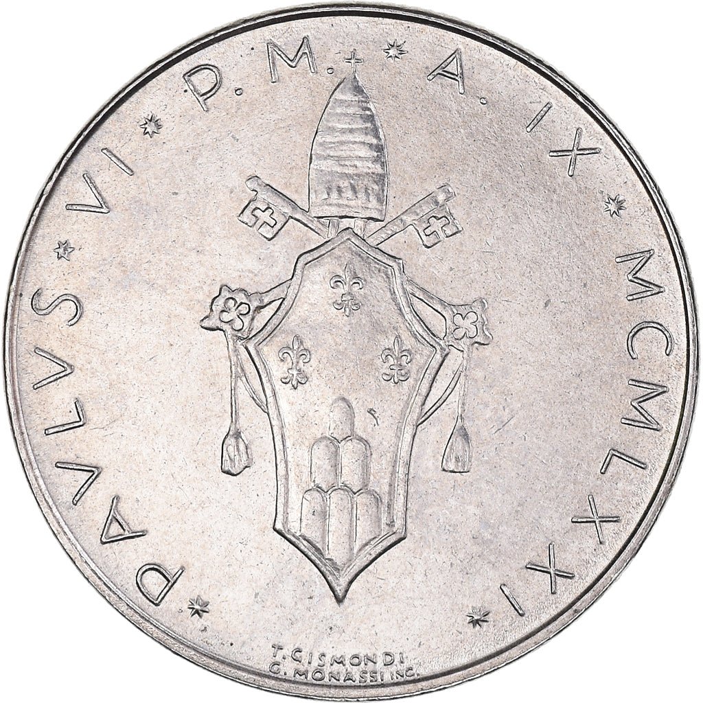 Moneta, PAŃSTWO WATYKAŃSKIE, Paul VI, 50 Lire, 1971, Roma, AU(50-53), Stal