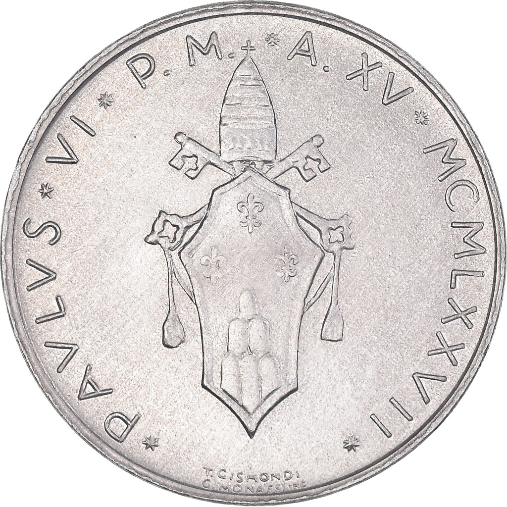 Moneta, PAŃSTWO WATYKAŃSKIE, Paul VI, 10 Lire, 1977, Roma, EF(40-45)
