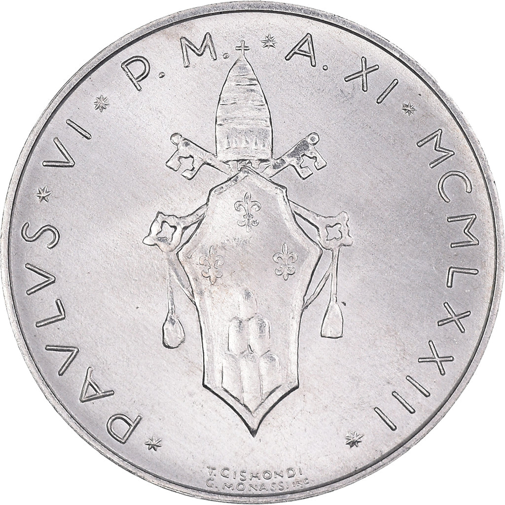 Coin, VATICAN CITY, Paul VI, 10 Lire, 1973, AU(50-53), Aluminum, KM:119