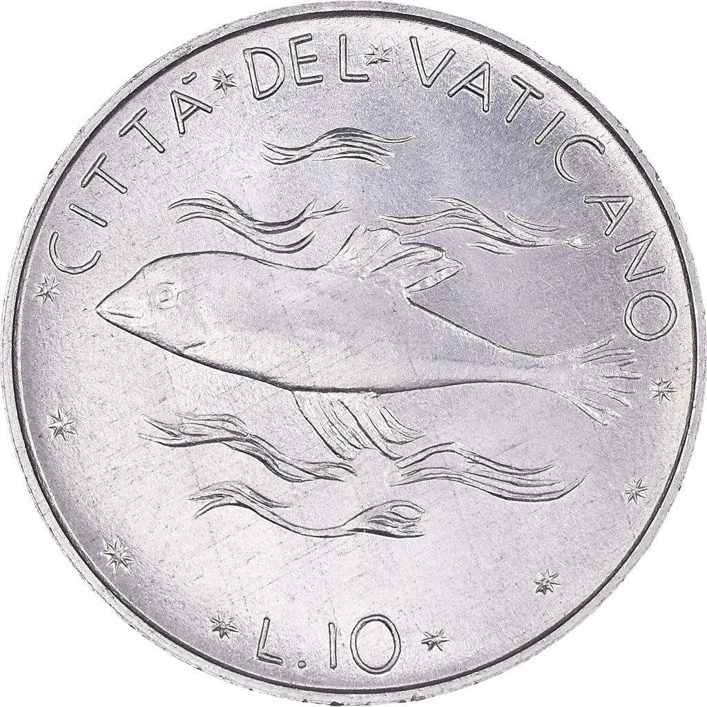 Moneta, PAŃSTWO WATYKAŃSKIE, Paul VI, 10 Lire, 1974, Roma, MS(63), Aluminium